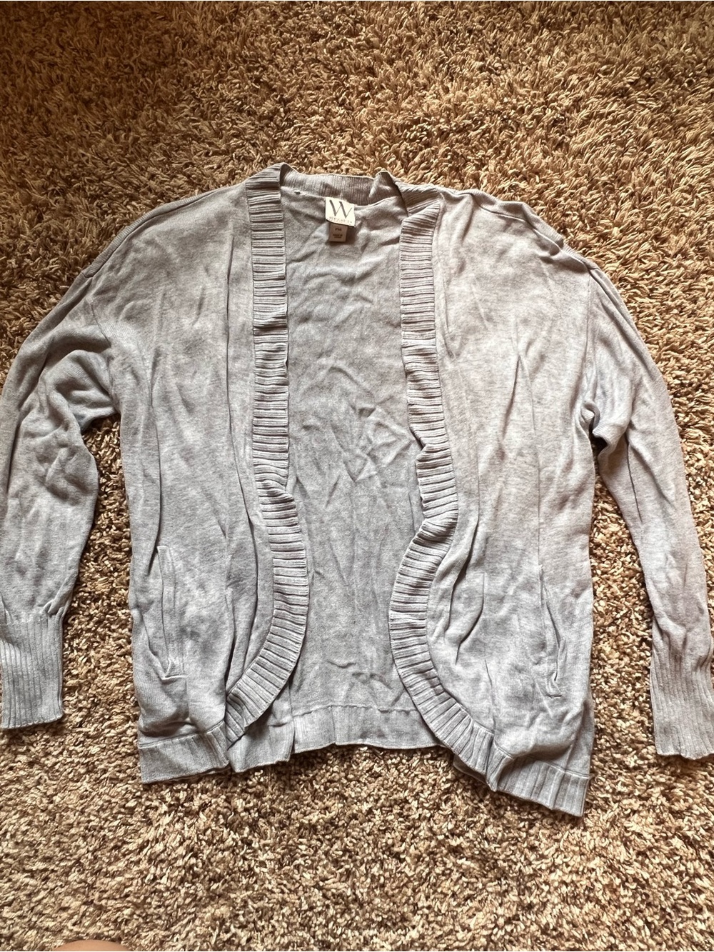 Worthington Women's Light Gray Open Front Cardigan Sweater